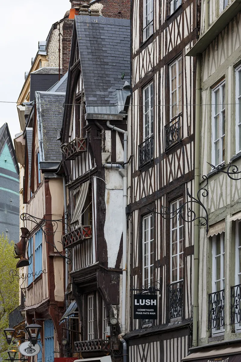 Façades de maisons à pans de bois à Rouen